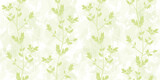 Fototapeta Boho - Spring branches seamless vector pattern. Small leaves prune, delicate green watercolor floral ornament