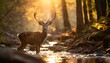 Psalm 42: As The Deer Pants For The Water Brooks. The Deer In The Forest Next To The Water. 