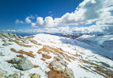 Fototapeta Na drzwi - Monte Ocre (Italy) - The suggestive mountain peak in Abruzzo region, Ocre and Cagno summit mount range, with snow and alpinistic way named Canale Malequagliata