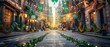 St. Patrick's Day Splendor: Urban Glow with Festive Garlands. Concept St, Patrick's Day, Urban Glow, Festive Garlands, Photography, Celebration