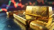 Close-up of gold bars with focused lighting, hinting at financial growth and stability, Concept of investment and wealth accumulation
