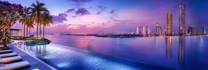 Wall Mural - Bangkok Twilight, Urban Skyline and Cityscape, Modern Architecture, Travel and Night Landscape