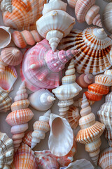 Canvas Print - seamless pattern of different types of colorfuld seashells  