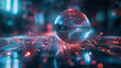 glowing transparent sphere on abstract futuristic digital technology background, illuminating the scene with a sci-fi aesthetic - 3d rendering
