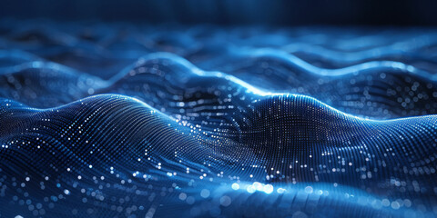Futuristic Digital Blue Waves with Particle Effects