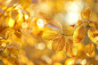 Golden Autumn Leaves in Soft Focus with Bokeh Background