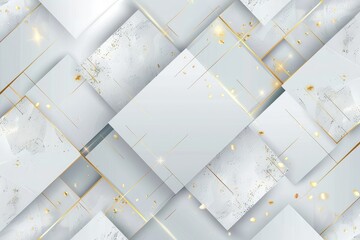 Wall Mural - Abstract luxury background white and grey squares overlapping and gold elegant squares lines.