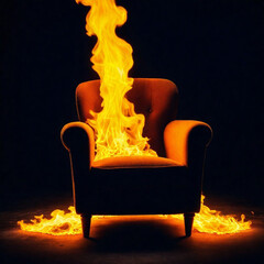 An-armchair-engulfed-in-flames-against-a-dark-back (