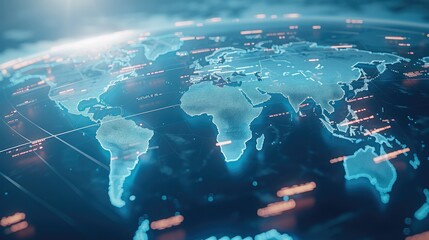 Leinwandbilder - World map on virtual screens, internet technology. Generative AI.