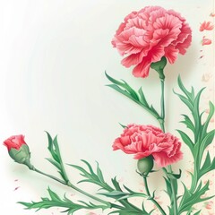 Canvas Print - Soft Pink Carnations with Dew Drops - A soothing image featuring soft pink carnations in bloom with delicate dew drops accenting the petals