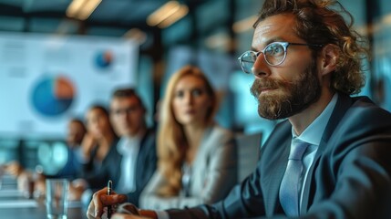 Aufkleber - Entrepreneurs confidently presenting their startup ideas to potential investors in a sleek and contemporary boardroom. Generative AI.