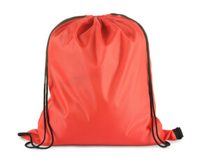 Wall Mural - One red drawstring bag isolated on white