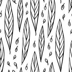 Wall Mural - Leaves seamless vector pattern, hand drawn illustration