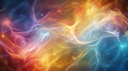 Wall Mural - A colorful abstract background with swirls of light and color, AI