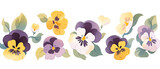 Fototapeta Dinusie - a many pansies that are lined up on a white background