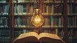 Learning concept with book and light bulb lighting