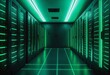 Futuristic server room design with advanced server racks for optimal data storage and security, A glimpse into the future of data centers: High-tech server racks powering the digital age, 