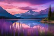 1. A stunning sunset over a lake with purple flowers -- a captivating scene with a blue and pink gradient filling the sky with hues of lavender.