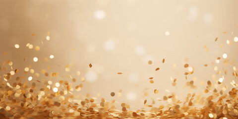 Wall Mural - photo empty beige background with golden confetti