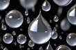 An animated liquid drop falls on a transparent background with numerous transparent bubbles of different sizes.