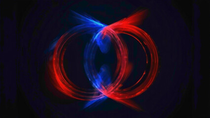 Wall Mural - red and blue concentric circes wrapped around each other in the form of double helix with dark gradi