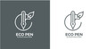 eco pen logo concept ,eco write vector symbol icon logotype illustration design template.