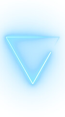 abstract blue triangle neon glowing line frame, animated led light flickering screen projection 3d r