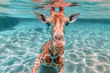 giraffe in the water