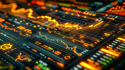 Wall Mural - Navigating Economic Landscapes: A Digital Pathway Through Financial Growth and Market Analysis in the Age of Technology