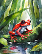 Poison frog in the jungle, watercolor painting
