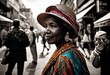 illustration, vibrant urban candid snapshot capturing fleeting moments street, woman, outdoor, street, person, fashion, african, female, style, american, emotion