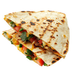 Wall Mural - Mexican quesadilla sandwich isolated on transparent background.