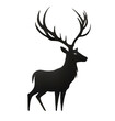 Wild animal silhouette symbol, black deer standing and walking. Vector illustration, room decoration, house, isolated on white background.