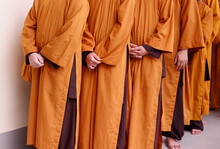 Entrance Procession Of Monks, Buddhist Ceremony, Phuoc Hue Buddhist Pagoda, Vietnam, Indochina, Southeast Asia