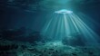UFO exploring deep ocean bioluminescent fish trail