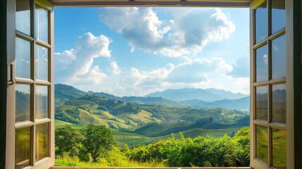 Sticker - View from the window showing beautiful natural scenery