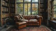 Step into a cozy world of nostalgia and imagination, where vintage books and leather chairs invite an autumnal retreat into captivating stories.