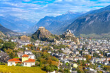 Fototapeta Mosty linowy / wiszący - Sion, Switzerland in the Canton of Valais