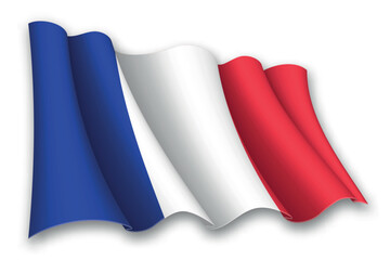 Poster - Realistic waving flag of France