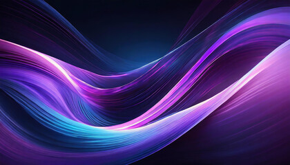 Wall Mural - A vivid abstract design with dynamic waves of purple and blue energy flowing across a dark backdrop