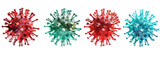 Fototapeta  - Colorful of illustration four virus particles and variations in microscopic pathogens on PNG transparent background.