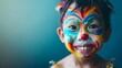 Joyful Asian Child with Vibrant Cartoon-Inspired Face Painting,Embracing Imagination and Creativity