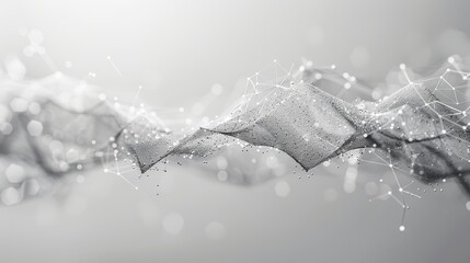 An abstract illustration featuring a network pattern of interconnected dots and lines
