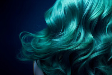 Canvas Print - Dyeing your hair in fashionable turquoise-green shades has become one of the boldest and brightest trends in recent years.