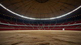 Empty round empty bullfight arena. bullring for traditional performance of bullfight, wide perspective, wide