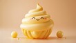 Charming 3D cute mayonnaise mascot, rich and velvety, smiling warmly, symbolizing creamy goodness, on a spotless background