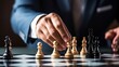 chess battle, victory, success, leader, teamwork, business strategy . business man wear business suit move prepare move king chess pieces, plan strategy lead successful business competition leader