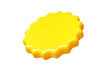 Yellow round starburst sticker floating in air. 3D render illustration