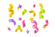 Birthday party popper confetti streamers 3d render illustration.