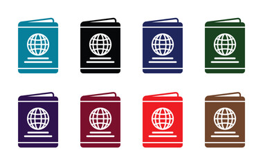 Poster - simple classic passport icon set various colors